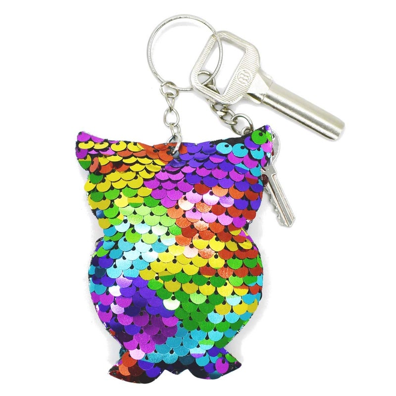 TTSAM 20 Pieces Reversible Mermaid Sequin Keychain Glitter Flip Sequin Keychains Animal Shape Sequin Key Chains Valentine's Day Gift Party Events Gift Birthday Party Supplies (20 Styles) - Image 5